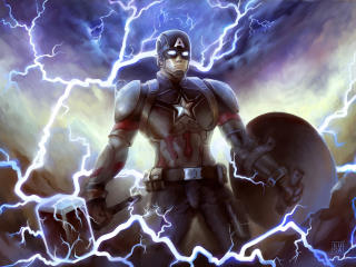 Captain America with Shield & Mjölnir wallpaper