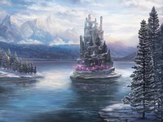 Castle in Winter Landscape wallpaper