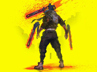 Chainsaw Man X Cyberpunk HD wallpaper