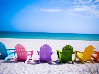 chaise longue, beach, sea wallpaper