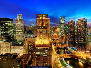 chicago, city, night Wallpaper