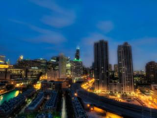 chicago, illinois,  night wallpaper