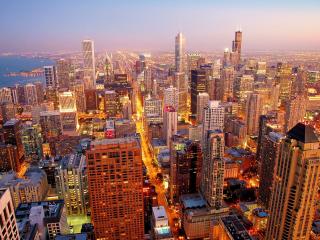 chicago, skyscrapers, night Wallpaper