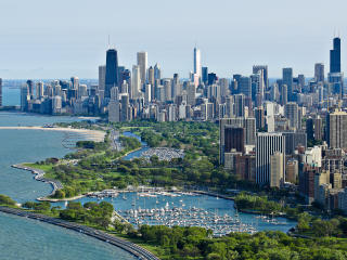 chicago, skyscrapers, top view Wallpaper