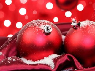 christmas decorations, balloons, snow wallpaper