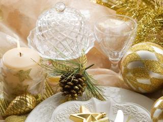 christmas decorations, candle, table wallpaper