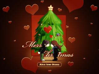 christmas tree, christmas wishes, couple wallpaper