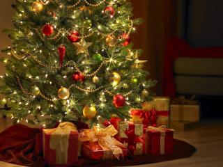 christmas tree, gifts, decorations Wallpaper