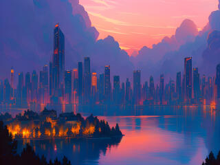 City Dream HD Cool AI Cityscape Wallpaper