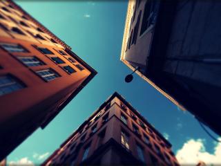 city, houses, sky wallpaper
