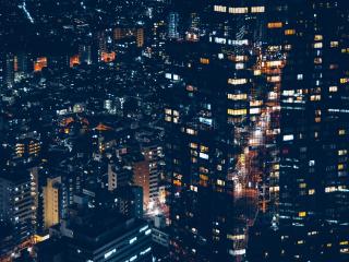 city lights, night, buildings Wallpaper