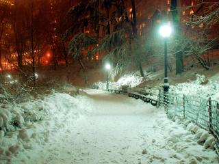 city, lights, snow Wallpaper