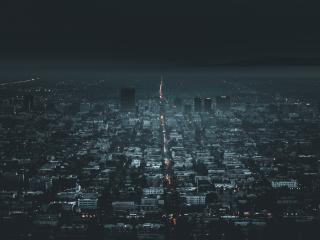 Cityscape Aerial View at Night Wallpaper