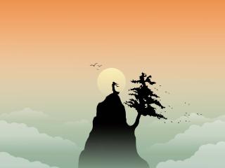 cliff, mountain, tree Wallpaper