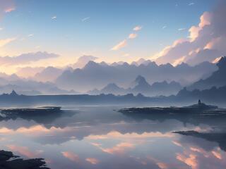Cloud Covered Sky Reflection on water wallpaper