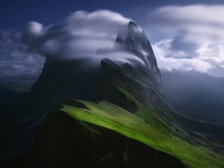 Cloudy Green Mountain Peak wallpaper