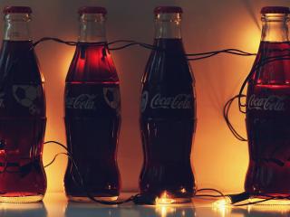 coca-cola, bottles, garlands wallpaper