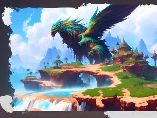 Colorful Dragon Fantasy Castle AI Art wallpaper