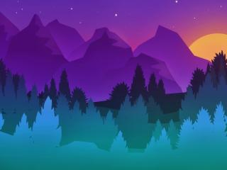 Colorful Simple Landscape Paint Art wallpaper