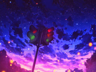 Colorful Sky HD Traffic Light wallpaper