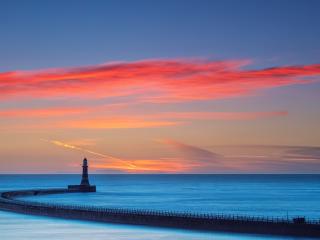 Colorful Sky Sea And Lighthouse wallpaper