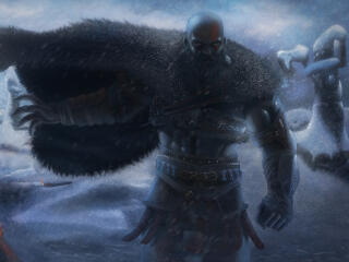 Cool Kratos God of War Ragnarök Illustration Wallpaper