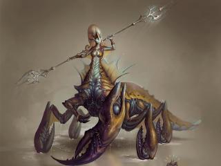 creature, tentacles, spear wallpaper