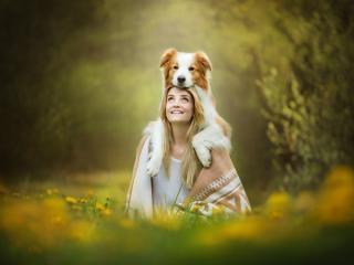 Cute Girl With Dog wallpaper