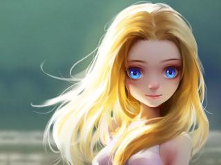 Cute Little Girl Blonde Eyes Wallpaper
