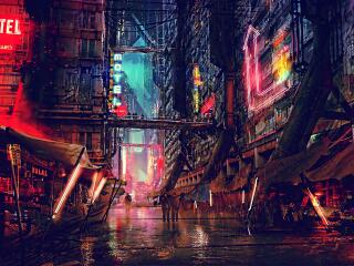Cyberpunk The Rainy Street wallpaper