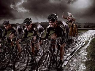 cyclists, chase, fight Wallpaper