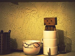 danboard, cardboard robot,  cup wallpaper