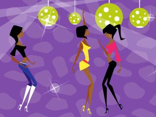 dancing, girls, disco balls wallpaper