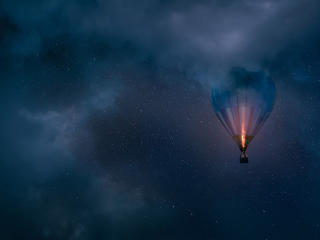 Dark Night In Air Balloon wallpaper