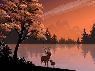 Deer 4k Forest Art wallpaper