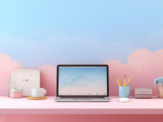 Desktop Aesthetic Cool Pink Setup wallpaper