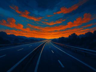 Digital Highway HD Dusk wallpaper