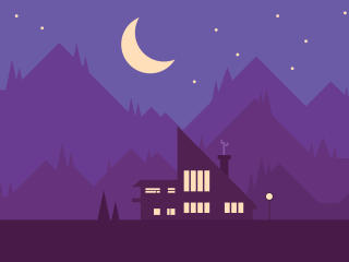 Digital Home Night View illustration Art wallpaper