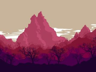Digital Pink Mountains wallpaper