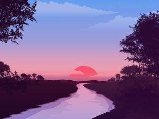 Digital Sunset Art wallpaper