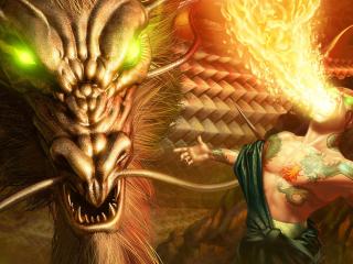 dragon, fire, eyes Wallpaper
