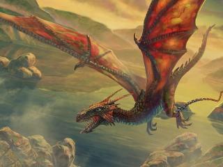 dragon, flying, chain wallpaper
