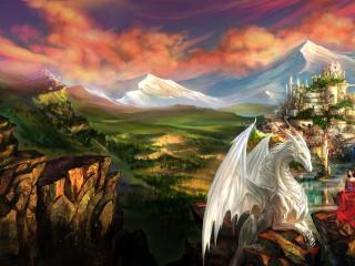 dragon, girl, elf wallpaper