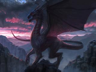 dragon, rock, fantasy wallpaper