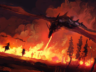 Dragon Throwing Fire wallpaper