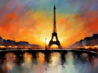 Eiffel Tower HD Digital Painting Wallpaper