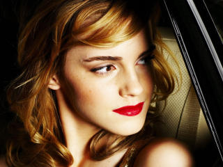 Emma Watson in car wallpaper