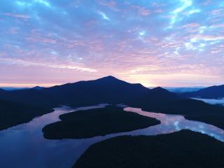 Evening Sunset Mountains Lake Wallpaper