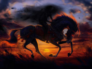 Evil Riding Horse In Sunset wallpaper