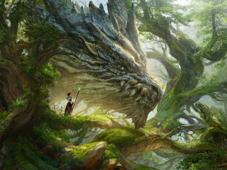 Fantasy Forest Dragon HD wallpaper